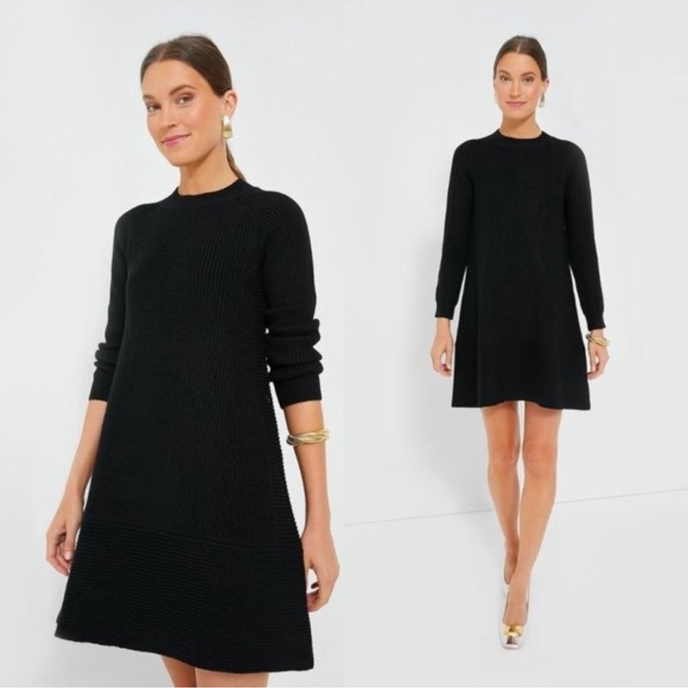 Pomander Place Black Ainsley Long Sleeve Ribbed Knit Sweater Dress Size XS